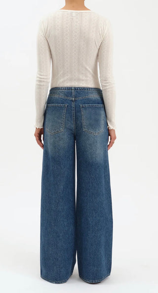 Daze Madison Mid Rise Wide Leg Vintage Blue