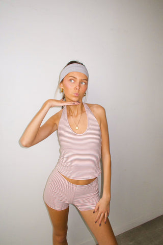 Pink & Brown Striped Shorts