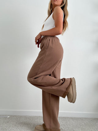 Long Mocha Staple Wide Leg Sweatpants