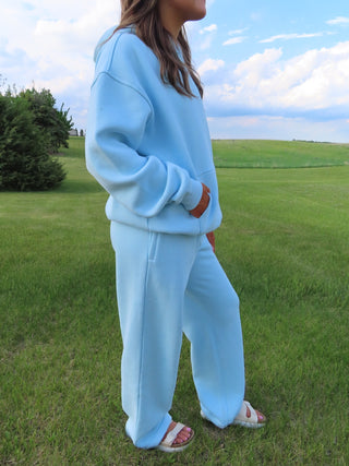 Pale Blue Staple Wide Leg Sweatpants