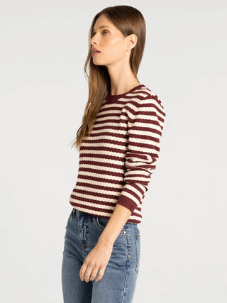 Burgundy Striped Long Sleeve Sweater