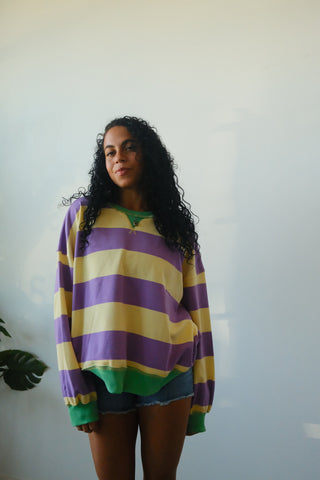 Oversized Colorblock Stripe Sweatshirt