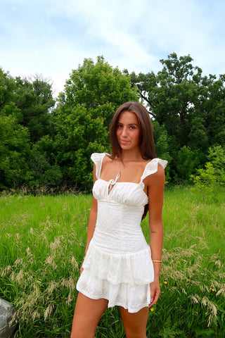 White Mini Dress w/ Tie Front