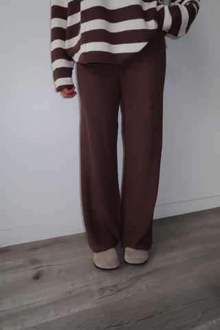Knit Brown Wide Leg Pants