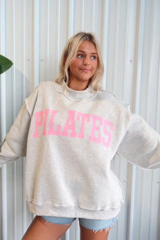 Pilates/Yoga Reversible Mock Neck Sweatshirt - Grey & Pink