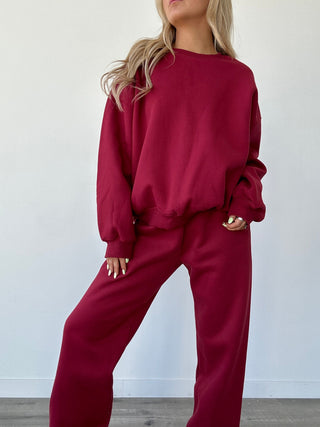 Burgundy Staple Oversized Crewneck