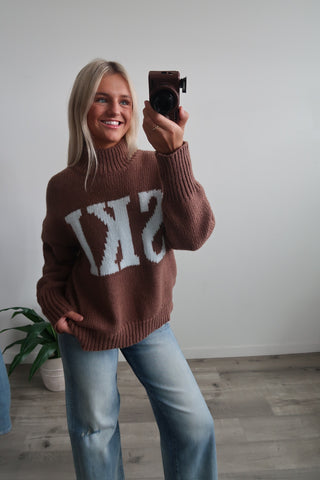 Brown & Blue Knit Ski Sweater