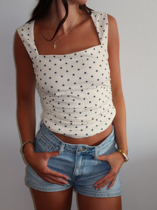 Polka Dot Square Neck Tank Top