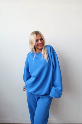 Cobalt Blue Staple Oversized Crewneck