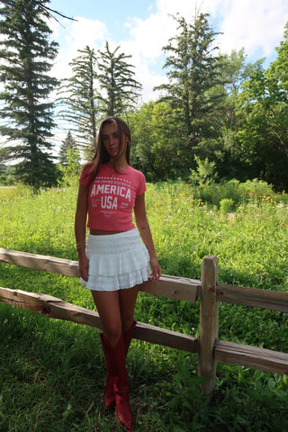 Vintage Red America Baby Tee