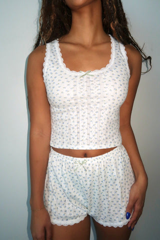 ivory And Blue Pajama Tank