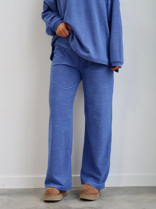 Blue & White Striped Lounge Pants