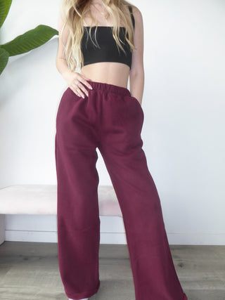 Black Cherry Staple Wide Leg Sweatpants