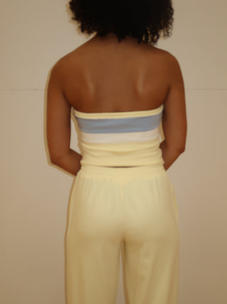 Butter Yellow and Light Blue Tube Top
