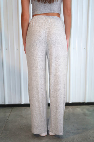 Heather Grey Hacci Wide Leg Pant