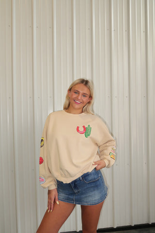 Daydreamer Western Patches Crew Sweatshirt