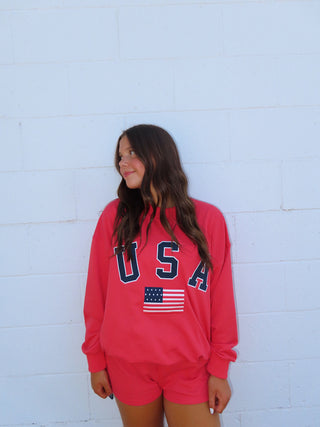 “USA” Long Sleeve Crewneck Oversized Sweatshirt
