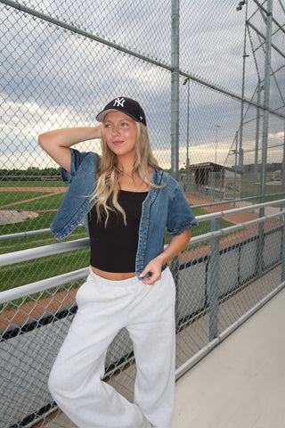 Hidden Dark Wash Cropped Shirt