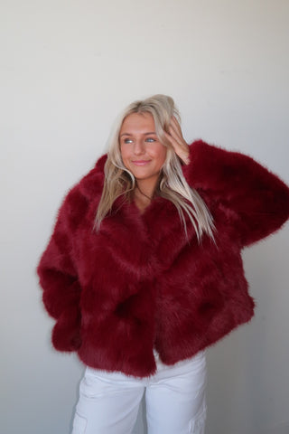 Burgundy Fur Short Coat