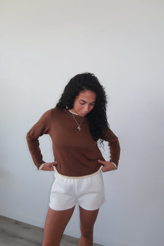 Chocolate O-Neck Pullover Sweater