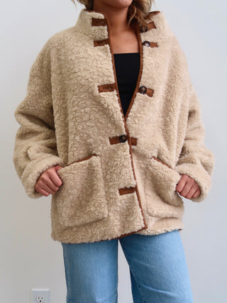 Tan Sherpa Shearling Coat