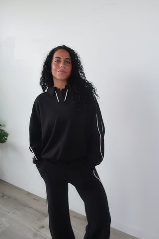 Modal Black Side Stripe Crewneck