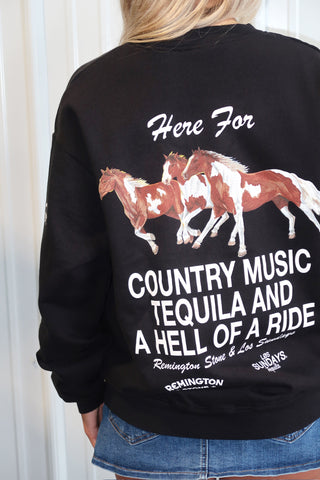 Los Sundays Tequila “The Hell Of A Ride Crewneck” - Black