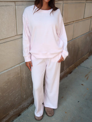 Pink Thermal Wide Leg Pants