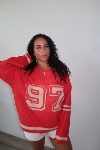 Cozy Knit “97” Varsity Pullover