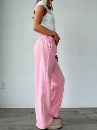 Pink Staple Low Rise Side Stripe Wide Leg Sweatpants