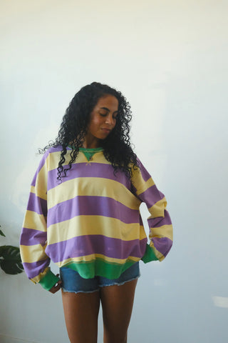 Oversized Colorblock Stripe Sweatshirt