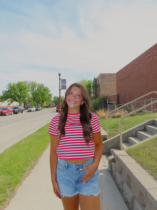 Red Stripe Short Sleeve T-Shirt