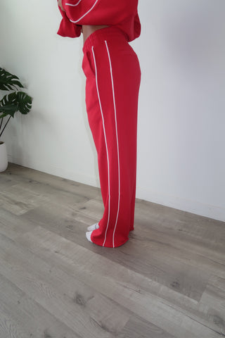 Modal Red Side Stripe Track Pants