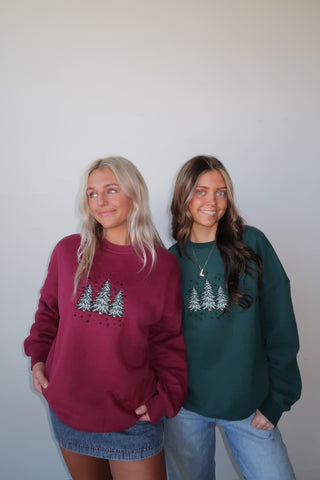 Burgundy Christmas Tree Crewneck