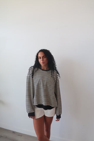 Black & White Striped Relaxed Pullover