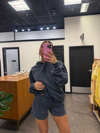 Steel Grey Staple Mid Rise Shorts