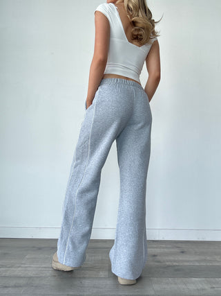 Heather Grey Staple Low Rise Side Stripe Wide Leg Sweatpants