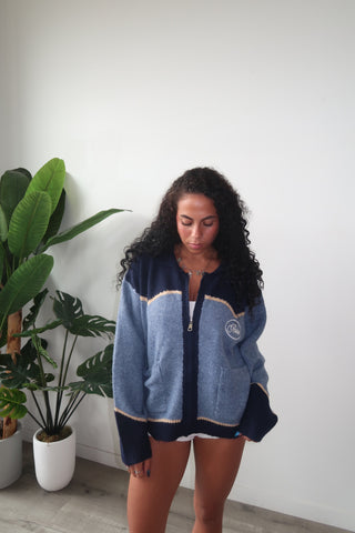 Blue “Rodeo” Horse Detail Zip-Up