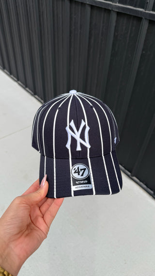 Navy Pinstripe New York Yankees 47’ Brand Baseball Hat - MVP Adjustable