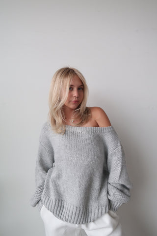 Grey Off the Shoulder Sweater