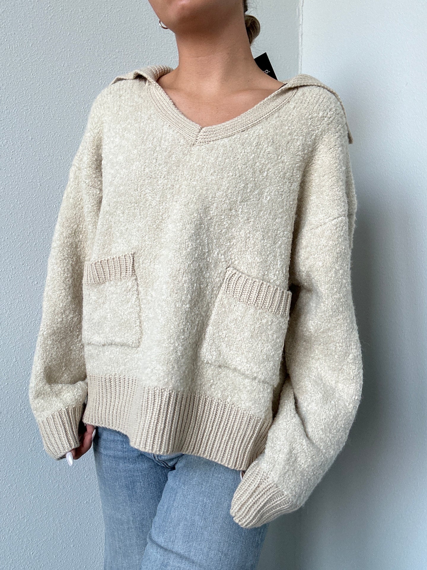 Oversized Knit Collared Sweater