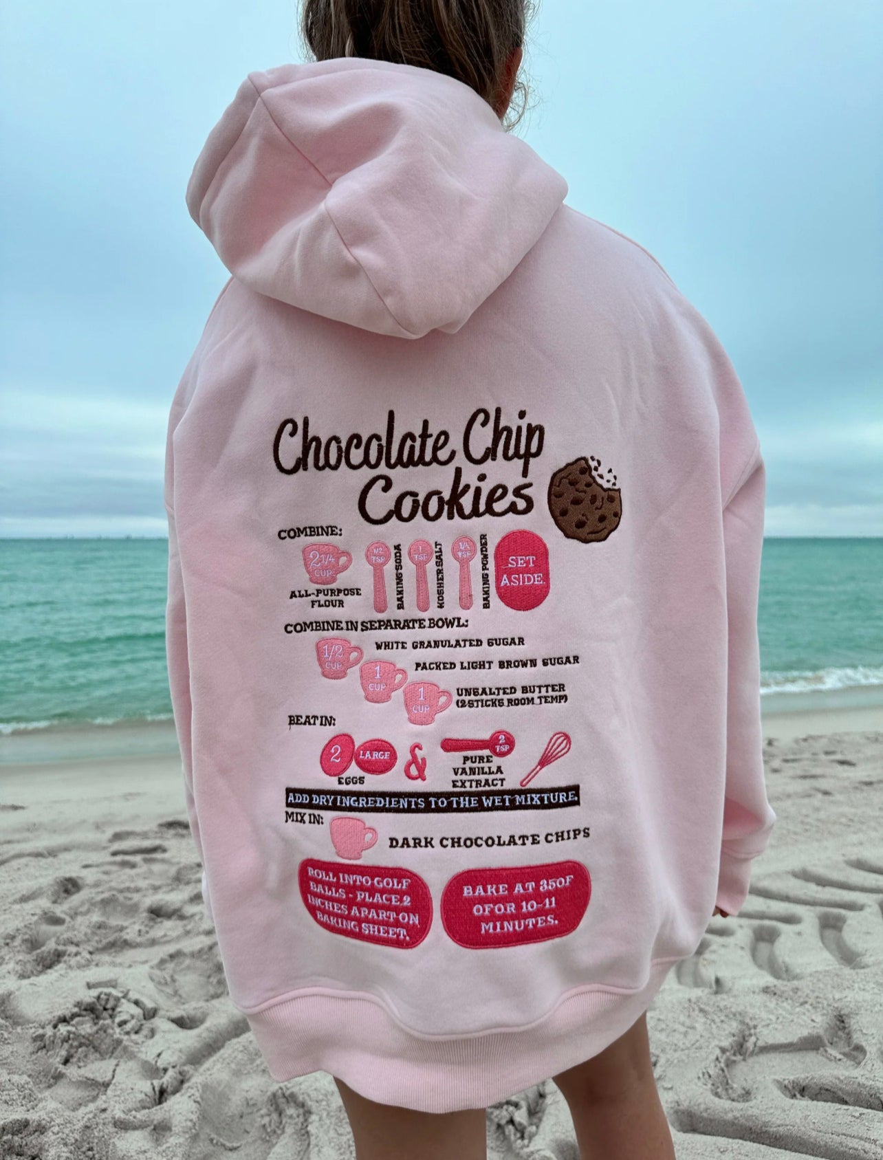 Pink Chocolate Chip Cookie Recipe Embroider Hoodie