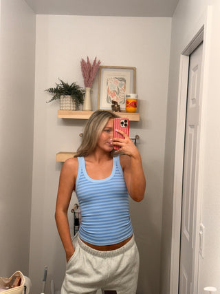 Serene Blue Reversible Stripe Tank