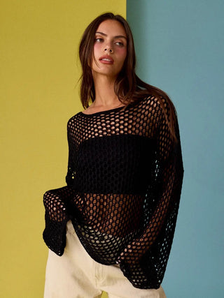 Black Crochet Long Sleeve