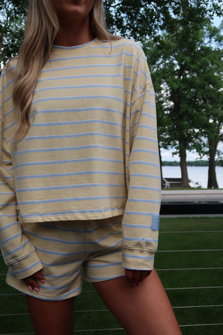 Yellow/Baby Blue Striped Lounge Long Sleeve
