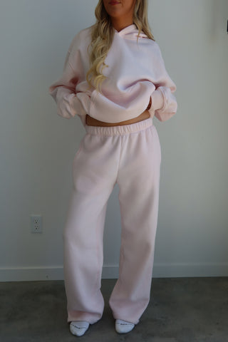 Pale Pink Staple Long Wide Leg Sweatpants