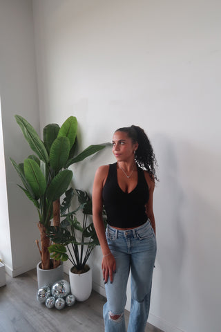 Black V-Neck Tank Top