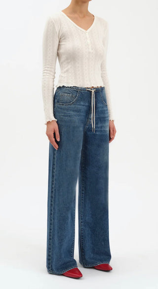 Daze Madison Mid Rise Wide Leg Vintage Blue