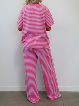 Striped Flare Lounge Pants - Hot Pink