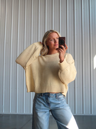 Pale Yellow Ballon Sleeve Sweater